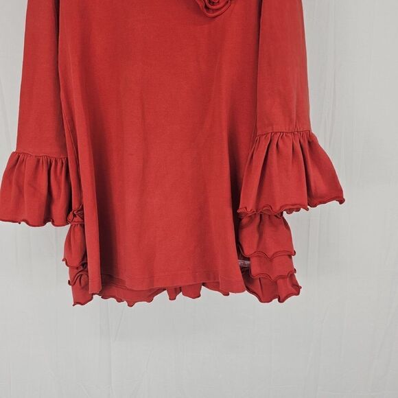 Ruffle Butts 3/4 Bell Sleeve Girls Size 8 Ruffle Top Red Blouse Tunic - Picture 2 of 5